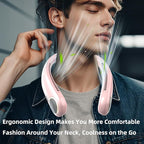 Portable Neck Fan,Hands Free Personal Wearable Bladeless Fan,6000mAh USB Rechargeable,360° Cooling,LED Display,4-Speeds,Birthday Gifts for Men Women Dad Mom,Valentines Day Gifts for Her Him (Pink)