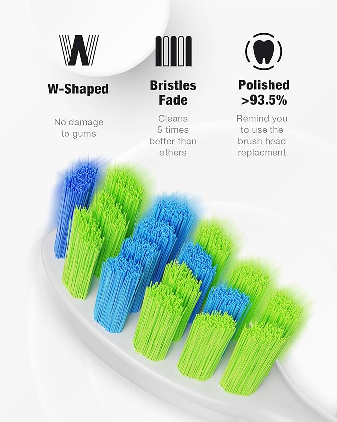 7AM2M Sonic Electric Toothbrush with 6 Brush Heads for Adults and Kids, One Charge for 120 Days, Wireless Fast Charge, 5 Modes with 2 Minutes Built in Smart Timer, Electric Toothbrushes (Navy Blue)