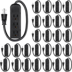 Copkim 12 Pack 3 Outlet Power Strip Extension Cord with Flat Plug Mini Cord 3 Ground Heavy Duty Mountable Outlets Strip for Computer Phone Home Office (1 ft,Black)