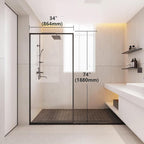 Shower Framed Glass Panel, 34" W x 74" H Shower Screen, 5/16" (8mm) Tempered Glass Shower Door, Fit for Walk-in Bathroom, Matte Black Fixed Shower Door