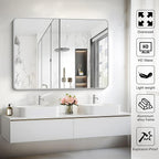 48x36 Inch Silver Bathroom Mirror, Large Rectangular Vanity Mirror, Metal Framed Rectangle Mirrors, Rounded Corner Wall Mounted Mirrors for Living Room Bedroom Entryway Horizontal or Vertical