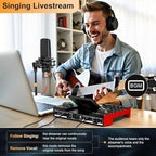 Live Sound Card Audio Mixer, Podcast Equipment Bundle with 3.5mm Condenser Microphone for Pc/Phone Live Streaming Singing Gaming, Sound Board with Voice Changer, Denoise
