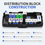RVBOATPAT Fused Power Distribution Block Car Audio Fused Distribution Block 12V 0/4 Gauge 4 Way MIDI (Mini-ANL) Fuse Block for Auto Boat UTV Stereo Amp