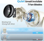 DURBESTER Small Desk Fan, 28dB Ultra-Quiet Desktop Air Circulator with 115° Adjustable Tilt, 100 Speeds, Rechargeable Battery, USB-Powered, Portable for Bedroom, Office, Kitchen, Travel -White