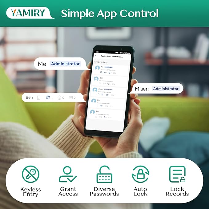 Smart Deadbolt Door Lock with Keypad:Yamiry Fingerprint Keyless Entry Deadbolt,Digital Smart Locks for Front Door,Electronic Code,Easy Installation