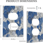 Bvtewkhz Abstract Blue Marble Plant Leaves Duplex Outlet Decorative Light Switch Covers Electrical Faceplate Switch Plates for Bathroom Kitchen Home