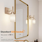 AONEON Vanity Lighting Fixtures with White Frosted Glass Champagne Bronze Wall Lamp Over Bathroom Mirror for Bedroom, Living Room, Washroom Porch T001CPG-L1