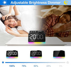 JALL Digital Alarm Clock with FM Radio for Bedroom, 8 Colors Night Light with 2 Charging Port, Sleep Sound Machines with Timer, Dual Alarm, Loud Alarm and Easy to Use for Seniors and Kids as Gift