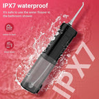 JNGOODS Mini Portable Water Flosser Oral Irrigator Water Teeth Cleaner Pick, Telescopic Water Tank, 4 Modes & IPX7 Waterproof, Home & Travel Water Flossers for Teeth, Braces Bridges Care. (Black)