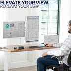 VIVO Dual Monitor Desk Mount, Heavy Duty Fully Adjustable Steel Stand, Holds 2 Computer Screens up to 30 inches and Max 22lbs Each, White, STAND-V002W