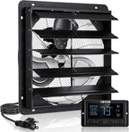 VEVOR 20 inch Shutter Exhaust Fan, Wall Mounted Attic Vent Fan with Smart Programming Variable Speed Temperature Control, 2900 CFM,EC Motor,Timer, for Shed,Garage,Greenhouse Ventilation Cooling,Black