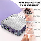 Nail Dust Collector | 1000PA Nail Fan Dust Collector | 10 Speed Levels | Low Noise & Strong Suction | Reusable Filter, 10 Pads + Nail Dust Brush | for Acrylic Nails, Salon & Home -Purple Diamond