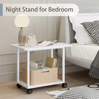 MARTY 22"x15.75" Large Under Desk Printer Stand with Storage Shelf 2-Tier Rolling Printer Cart with Wheels Printer Table for Home Office Heavy Duty Storage Rack for Scanner Fax Machine, White