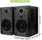 SINGING WOOD BT27 Active Powered Bluetooth Bookshelf Speakers for Studio Monitor TV Turntable Computer- 60 Watts RMS - Wood Grain Finish (Black)