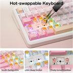 EPOMAKER TH99 PRO 96% Mechanical Keyboard with Screen & Knob, 10000mAh, 2.4Ghz/BT, Hot Swap, Custom Driver, RGB Backlight, PBT Keycap, Wireless Gaming Keyboard for PC/Mac (Pink, Sea Salt Silent)