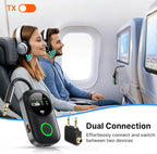 PinPure Bluetooth 5.4 Transmitter Receiver for 2 AirPods/Headphones, 2-in-1 Wireless Adapter with Microphone, Audio Adapter with 3.5mm Audio Jack, Suitable for Airplane, Car, TV, PC, Home Stereo