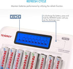 Tenergy AA and AAA Battery Charger Bundle - TN162 8 Bay Smart LCD NiMH/NiCd Charger With 4 Pack AA & 4 Pack AAA Centura (LSD) Rechargeable Batteries