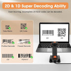 Symcode Bluetooth 2D QR Barcode Scanner with Charging Stand,Industrial Dustproof and Waterproof 3 in 1 Compatible with Bluetooth & 2.4GHz Wireless & Wired Connection with Vibration Alert Orange
