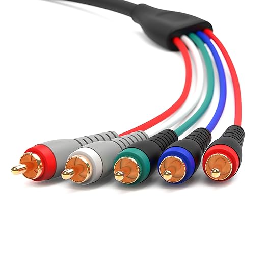 BlueRigger Component Video Cable with Audio (15FT, RCA- 5 Cable, Supports 1080i) - Compatible with DVD Players, VCR, Camcorder, Projector