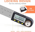 Yanguotool Digital Angle Ruler: 200mm/8-Inch Protractor Finder with Stainless Steel Ruler, Ideal for Woodworking, Construction, Level Measuring