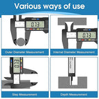 Digital Caliper Calipers Measuring Tool, 0-6inches Electronic Caliper with Premium Large LCD Screen, Inch and Millimeter Convert, Auto-Off Feature, High Precision and Clear Display, HnoaTovy