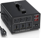 5000W Voltage Converter Transformer Step Up 110V/120V to220V/240V or Step Down 220V to 110V AC Power Converte, Circuit Breaker Protection, 3 US sockets, 3 Universal sockets, LCD Display