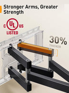 Perlegear UL Listed Full Motion TV Wall Mount for 42-90 inch TVs up to 132 lbs, TV Mount with Dual Articulating Arms, Tool-Free Tilt, Swivel, Extension, Leveling, Max VESA 600x400mm, 16" Studs, PGLF8.