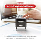 Promot Emailed Self Inking Rubber Stamp - Refillable Stampers for Office - Business, Accounting, Bookkeeping, Coding, Legal, Notary, Work, Ordering, Inventory Stamps - Red Ink