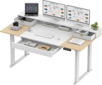 SANODESK Electric Standing Desk with Drawer, 71 x 32 inch Height Adjustable Computer Desk, Home Office Stand Up Desk with 4 Preset Heights, White