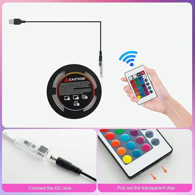 Timelux TV LED Backlights, 10ft LED Strip Lights Behind TV USB Operated Color Changing for 46-65 Inch TV RGB 5050 LED Tape Lights with IR Remote Controller and Dimmable