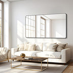 FORBATH Bathroom Mirror 30" x 55", Large Rectangular Wall Mirror with Black Aluminum Frame Rounded Corner, Wall Mounted Mirror for Bathroom Bedroom Entryway Living Room