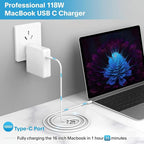 Mac Book Pro Charger-118W USB C Fast Charger Power Adapter Compatible with MacBook Pro/MacBook Air 16 15 14 13 Inch, M1 M2 M3 M4 M5, New iPad Pro and All USB C Device, 6.6ft Charge Cable