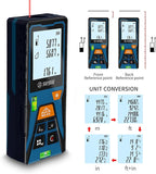 Laser Distance Meter 328ft – Digital Laser Measuring Tool with LCD Backlit Display, Area Volume Pythagorean, ±2mm Accuracy, Class II, Electronic Tape Measure for DIY Construction – AAA Battery Powered