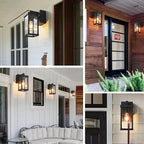 JOKAONOTL Dusk to Dawn Porch Lights with GFCI Outlets Waterproof Outdoor Wall Lights Exterior Lighting Fixtures Modern Outside Lights Wall Mount for House Patio Garage,Black,11.8''H,1PC