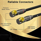Right Angle RCA Cable 50 FT, 90 Degree 2RCA to 2RCA Stereo Audio Cable, Zinc Alloy Shell, Gold-Plated Plug, 2 RCA Audio Cord, for Home Theater, Subwoofer, HDTV, Amplifier, Hi-Fi System, Car, Speaker