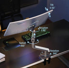 NB Ergonomic Gaming Monitor Arm for Flat/Ultrawide/Curved Monitors 27'' to 50 inch, Heavy Duty Monitor Mount Load up to 18 kg, VESA 75/100 mm J5