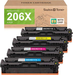 206X Toner Cartridges 4 Pack High Yield with Chip Compatible Replacement for HP 206 X 206A HP206X HP206A for Color LaserJet Pro MFP M283fdw M283cdw M283fdn M282nw M255dw M255nw M283 M282 M255 Printer