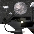 USB Power Moon Projector Night Light with Dolphins and Whales Flying Around,Angle Bendable and Image Clearness Adjustable Moon Atmosphere Projector, Christmas Birthday Gift