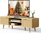 YLGJ&TIDY Modern Wood TV Stand Up to 60'',Universal Entertainment Center with 3-Tier Shelves,TV Console with Cabinets Storage,Wood Frame Television Stand (Oak)