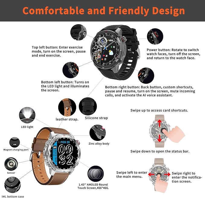 Fitness Tracker Watch with Heart Rate Monitor Activity Tracker with Pedometer Smart Watch Sleep Monitor with Step Counter Calories Blood Oxygen Blood Pressure Monitor Make/Answer Call Health Tracker
