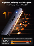USB C Hub 10Gbps, QUUGE 5-in-1 USB Splitter with 4 USB-C 3.2 and PD 100W Charging, Fast Transfer Aluminum Multiport Type-C Adapter with 100cm Nylon Cable for MacBook Air/Pro, iPad, Surface Pro, XPS