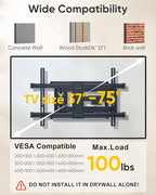 FORGING MOUNT Long Arm TV Mount for Most 37-75 Inch TVs, 30 Inch Long Extension Arm Corner TV Wall Mount, Full Motion Wall Mount Swivel, Tilt, Articulating VESA 600X400mm,Holds up to 100lbs