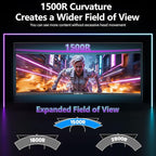 ZER-LON 49" Curved Gaming Monitor 165Hz 1500R 32:9 Daul QHD 5120 x 1440 Ultrawide Computer Monitor, 127% sRGB, 4000:1, FreeSync, HDR, DisplayPort, HDMI, Supports Wall Mounted Installation