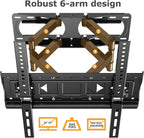 WNJQBY Full Motion TV Wall Mount for Most 26-65 Inch Flat/Curved 4K LED LCD TVs, Rotate Articulating Arms Swivel and Tilt Wall Mount TV Bracket Max VESA 400X400 mm,Fits 12″/16″ Wood Studs