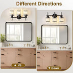 EJIAXIN 3 Light Crystal Vanity Light, Bathroom Lighting Fixtures Over Mirror Black Crystal Wall Light Bath Wall Lighting Modern Bath Wall Sconce Lighting for Bedroom Living Room