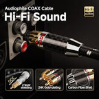 TODN Digital Coaxial Audio Cable 75-Ohm with OCC-Core 24K Gold-Plated RCA Connector for HiFi Audio Systems with Coaxial/Digital Out/SPDIF Interface (9.8ft/3m)