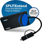 OREI SplitExtend HDMI Splitter Extended Display for Dual Monitor - Multi-Monitor Display 3 Separate Screens - USB A & USB-C Adapter to HDMI 2.0, 4K@30Hz Output 1, 1080p Output 2 for Windows, Mac OS G