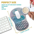 Hokafenle Ergonomic Mouse Pad Wrist Support, Wrist Rest Mousepad for Carpal Tunnel Pain Relief with Integrated Memory Foam Slope Massage Bulge (11.8x7.9 inch,Blue Marble
