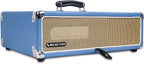 Sound Town Vintage 2U Amp Rack Case, 12.5" Depth with Rubber Feet, Dust Cover, Kickstand, Beau Blue (STVRC-2BL)