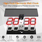 CHKOSDA LED Large Digital Wall Clock, Oversize Wall Clock with 6” Numbers, Remote Control Count up/Countdown Timer Clock, Auto Dimmer, Big Calendar and Thermometer(Red)